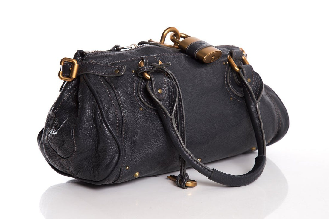 Chloé Midnight Navy Leather Pad-Lock Large Shoulder Bag