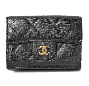 Chanel Caviar Skin Compact Wallet A84401 Black