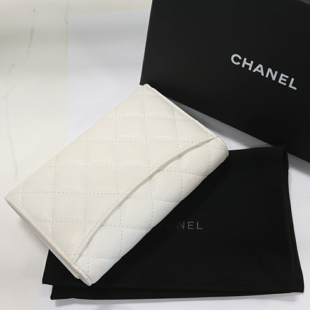 Chanel Caviar Skin Bifold Wallet Matelasse Medium Classic Flap AP0232