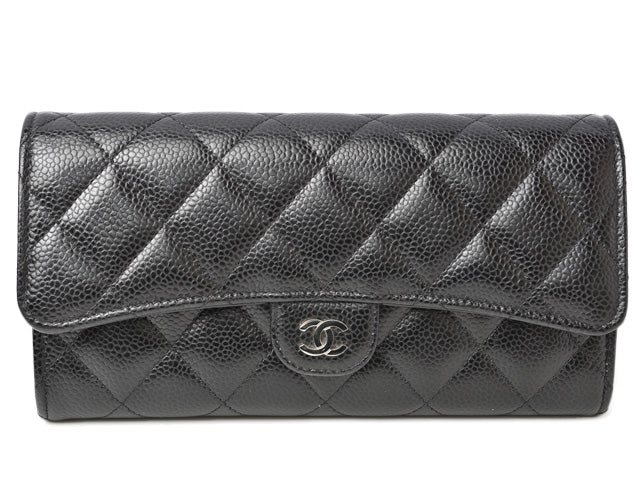 Chanel Caviar Skin Long Wallet Timeless Classic AP0241
