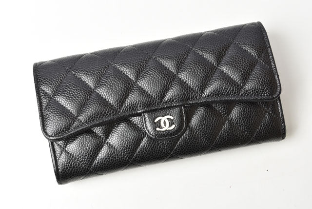 Chanel Caviar Skin Long Wallet Timeless Classic AP0241