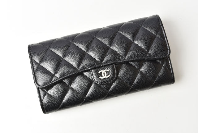 Chanel Caviar Skin Long Wallet Timeless Classic Matelasse AP0241