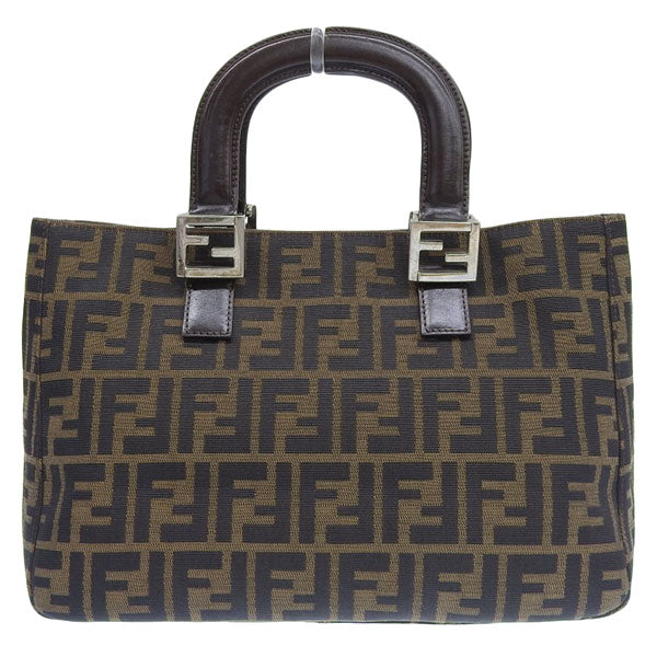 FENDI Ff Pattern Logo Plate Tote Bag Brown