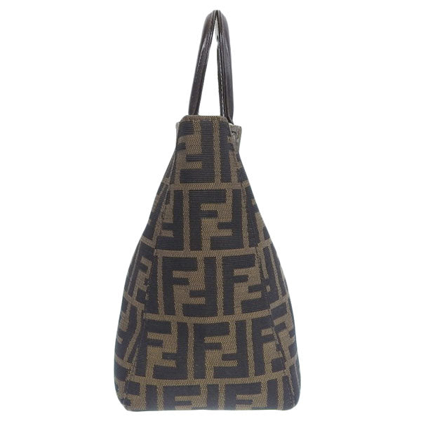 FENDI Ff Pattern Logo Plate Tote Bag Brown