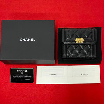 Chanel Boy Lambskin Bifold Wallet Black