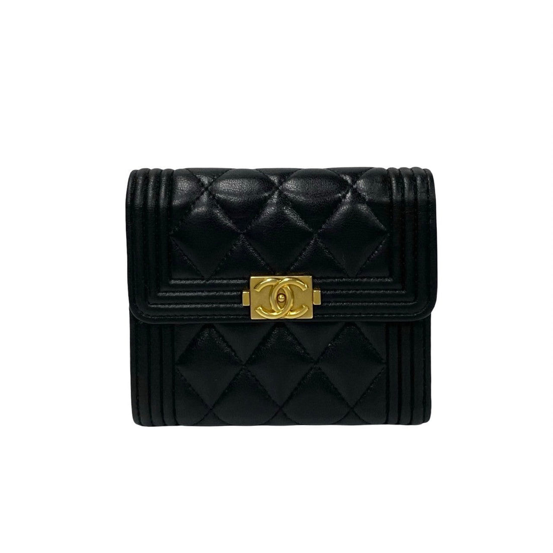 Chanel Boy Lambskin Bifold Wallet Black