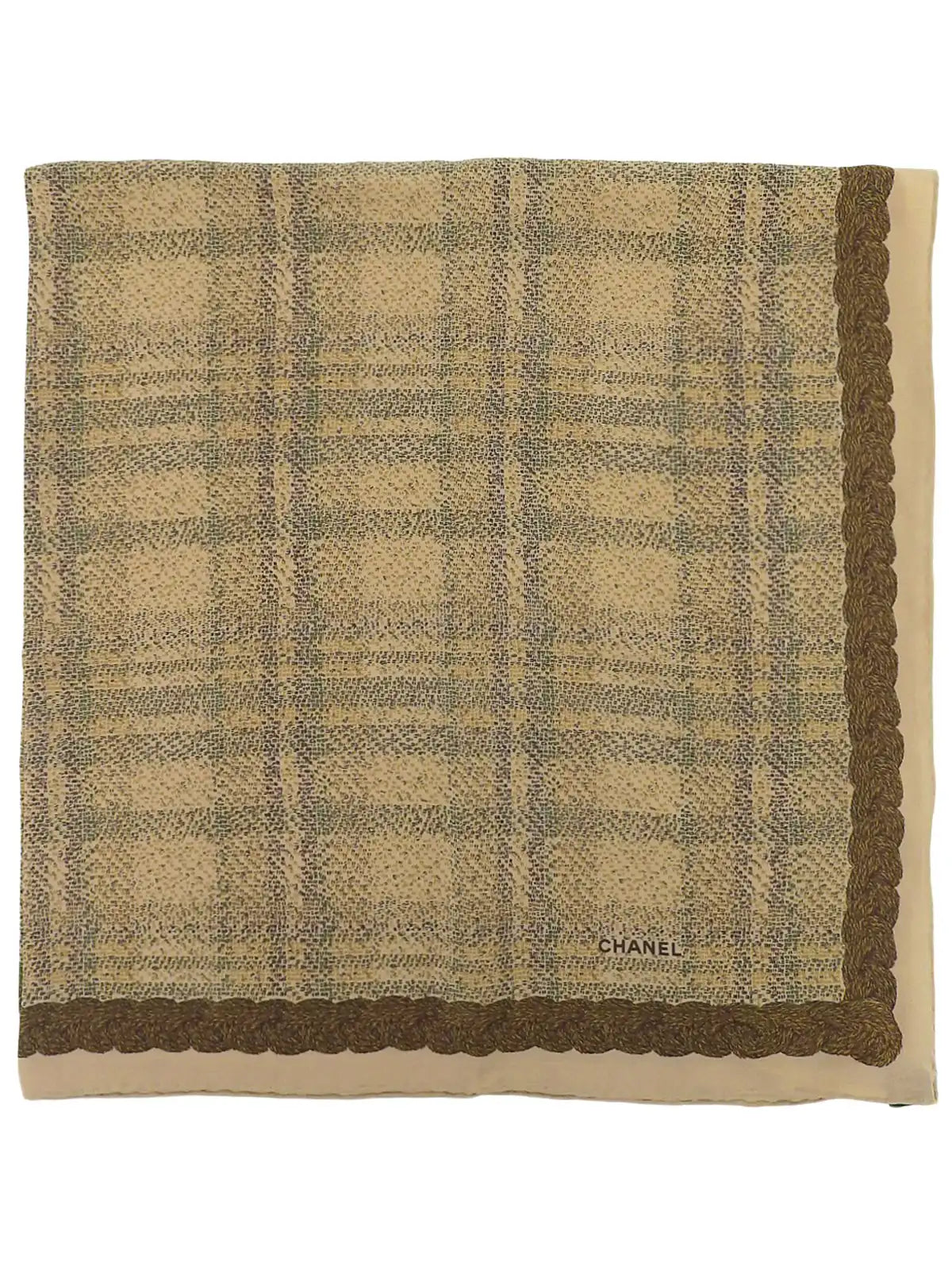Top Quality Chanel Plaid Pattern Scarf Beige