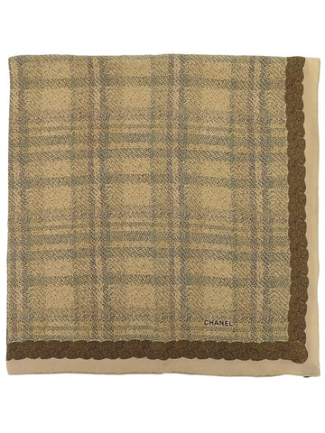 Top Quality Chanel Plaid Pattern Scarf Beige