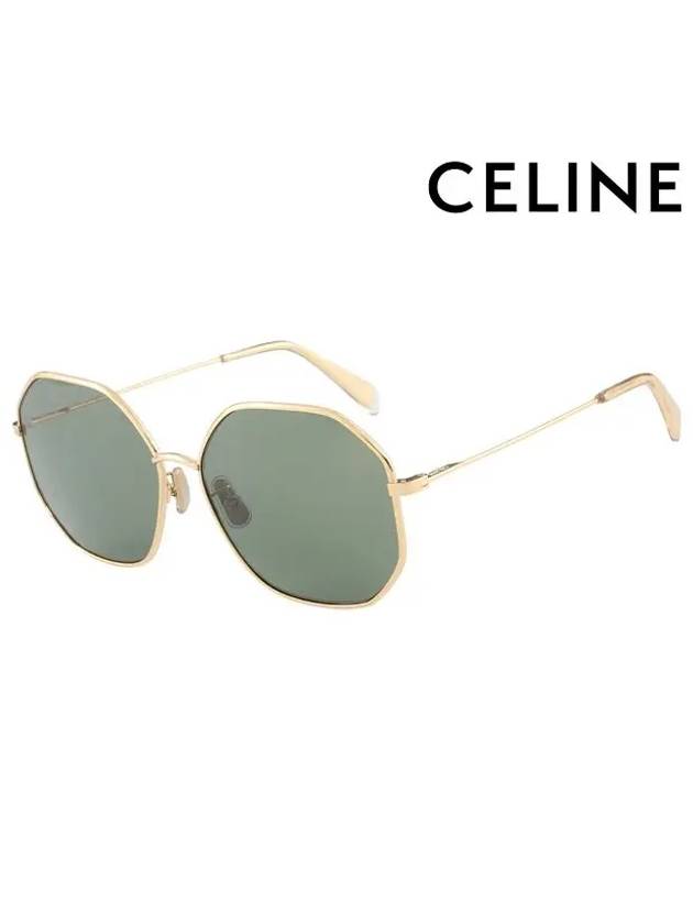 CELINE Eyewear Geometric Metal Sunglasses Green Gold