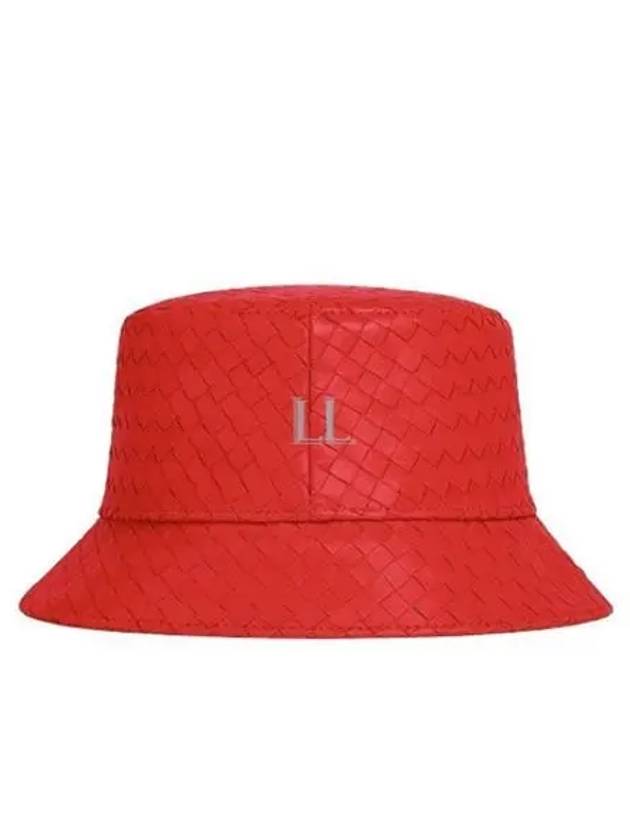 Bottega Veneta Intrecciato Leather Bucket Hat Red