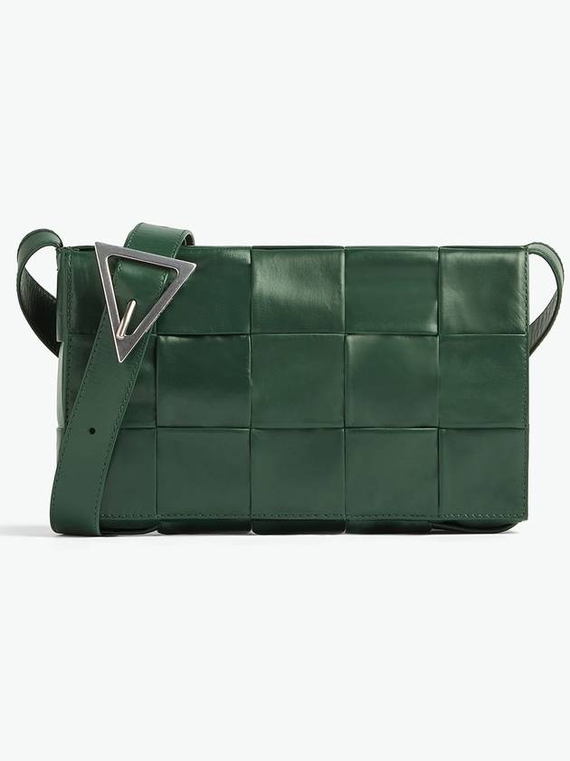 Bottega Veneta Intrecciato Triangle Buckle Cassette Cross Bag Dark Green