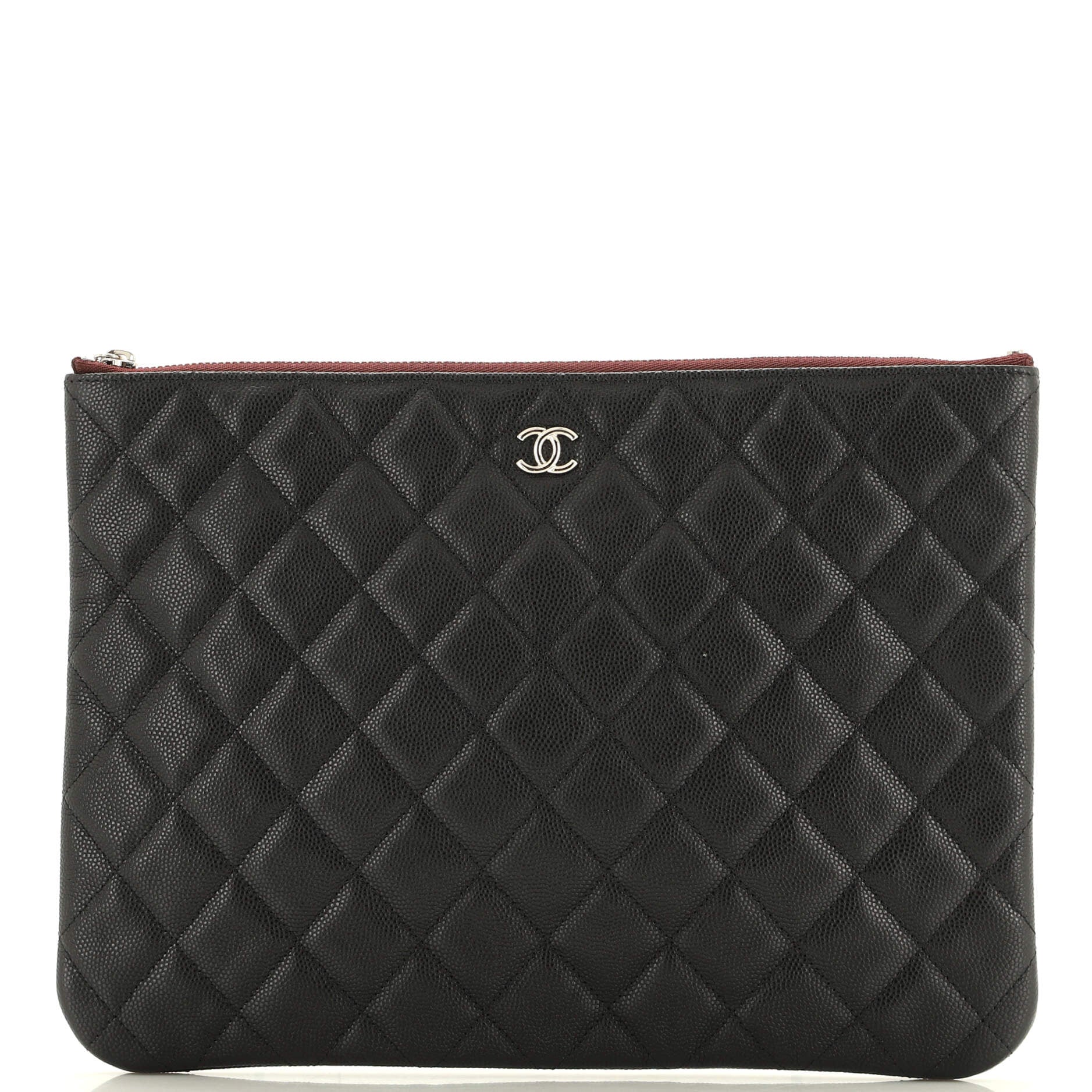 CHANEL O Case Clutch Quilted Caviar Medium