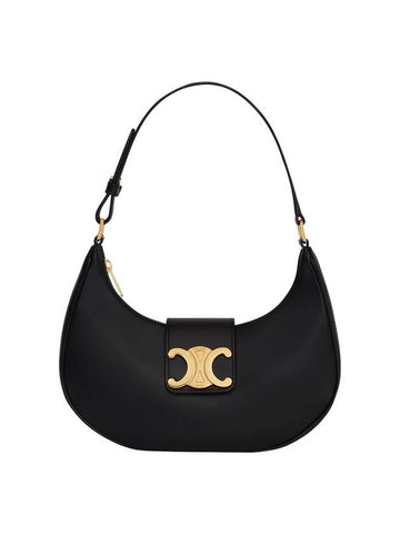 CELINE Ava Triomphe Smooth Calfskin Shoulder Bag Black