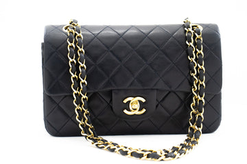 CHANEL Classic Double Flap 9" Chain Shoulder Bag Navy Lambskin g71