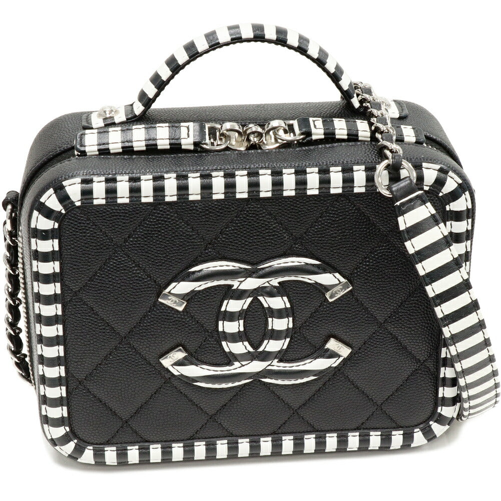 Chanel CC Filigree Caviar Skin 2way Shoulder Bag