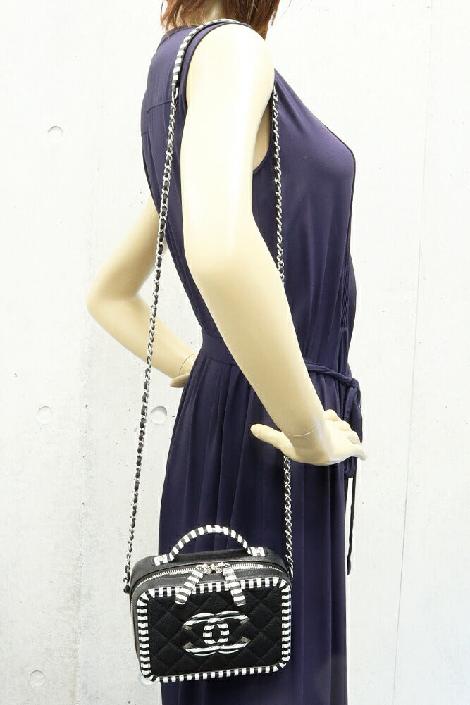 Chanel CC Filigree Caviar Skin 2way Shoulder Bag