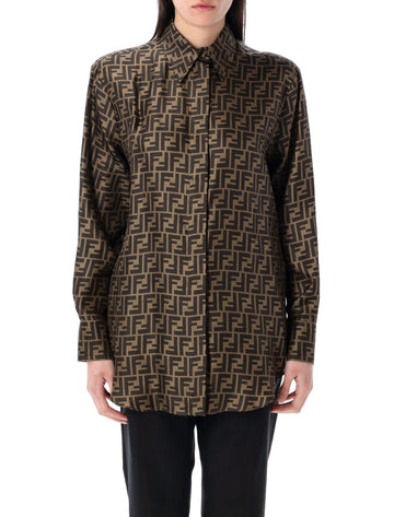 FENDI Oversized Silk Shirt with FF Motif - Women's Size 38