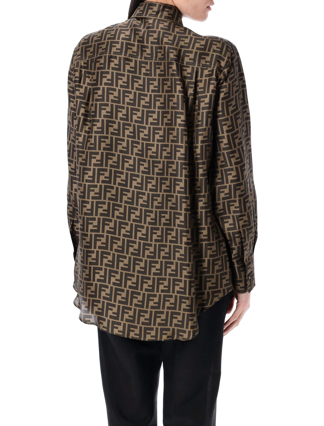 FENDI Oversized Silk Shirt with FF Motif - Women's Size 38