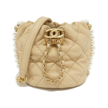 Chanel AS2529 Calfskin Faux Pearl Shoulder Bag