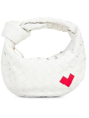 Bottega Veneta Intrecciato Heart Detail Leather Tote Bag White