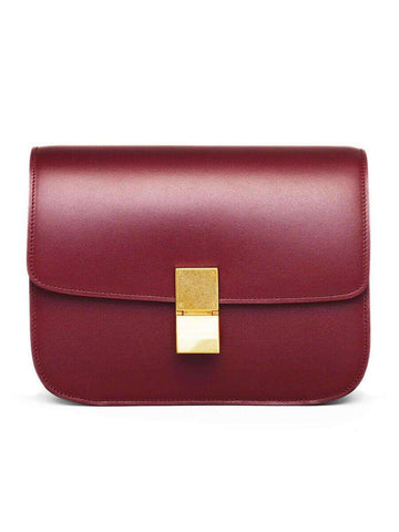 Medium Classic Bag In Burgundy Box Calfskin