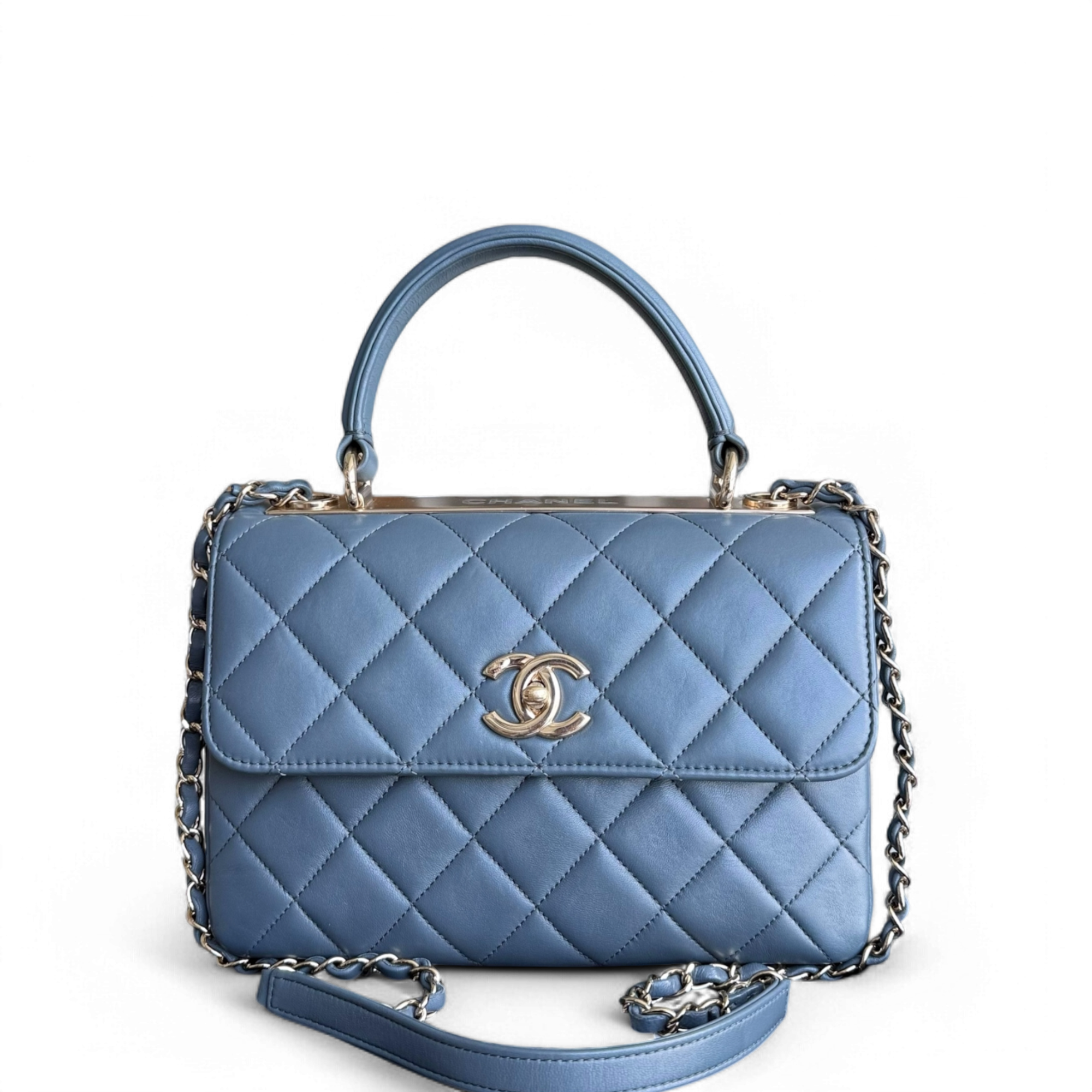 Chanel Trendy CC Small - Quilted Lambskin Haze Blue Gold Hardware Series 26