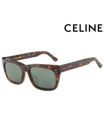 CELINE Eyewear Logo Square Sunglasses Brown Havana