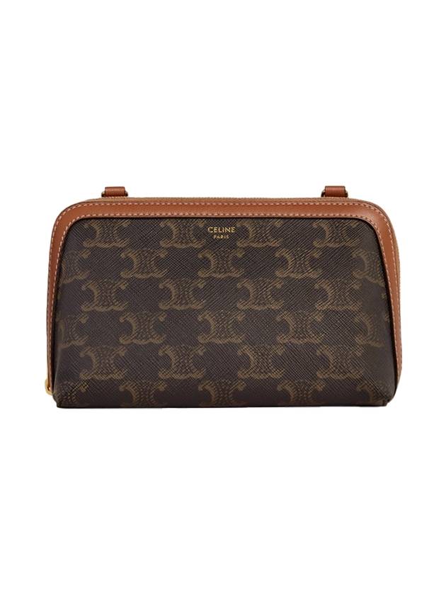 CELINE Triomphe Chain Clutch Bag Tan