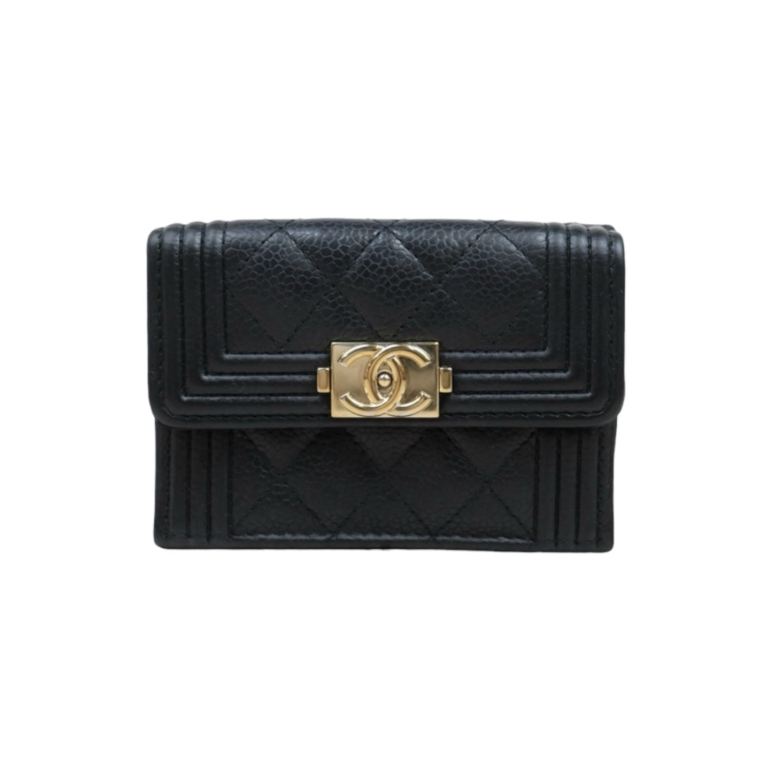Good ( Rank AB)?Chanel Caviar Skin Black Wallet Made In 2019-2020Year?25052917