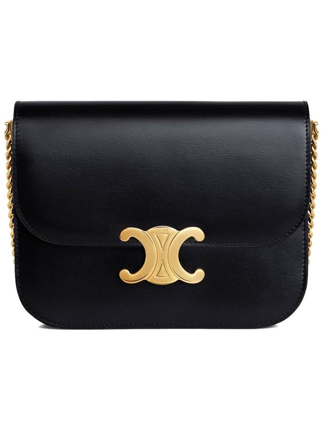 CELINE College Triomphe Shiny Calfskin Cross Bag Black