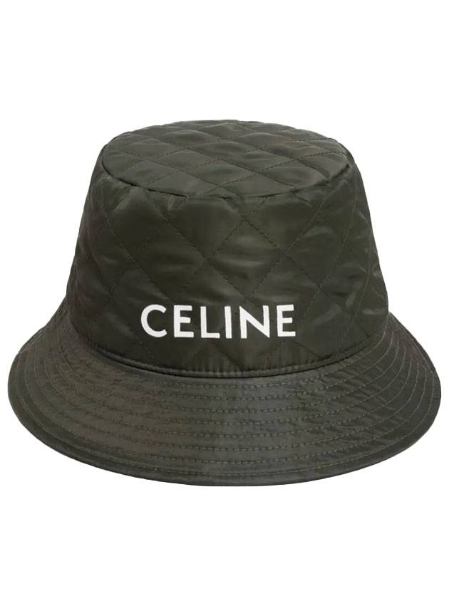 CELINE Logo Quilting Nylon Bucket Hat Khaki