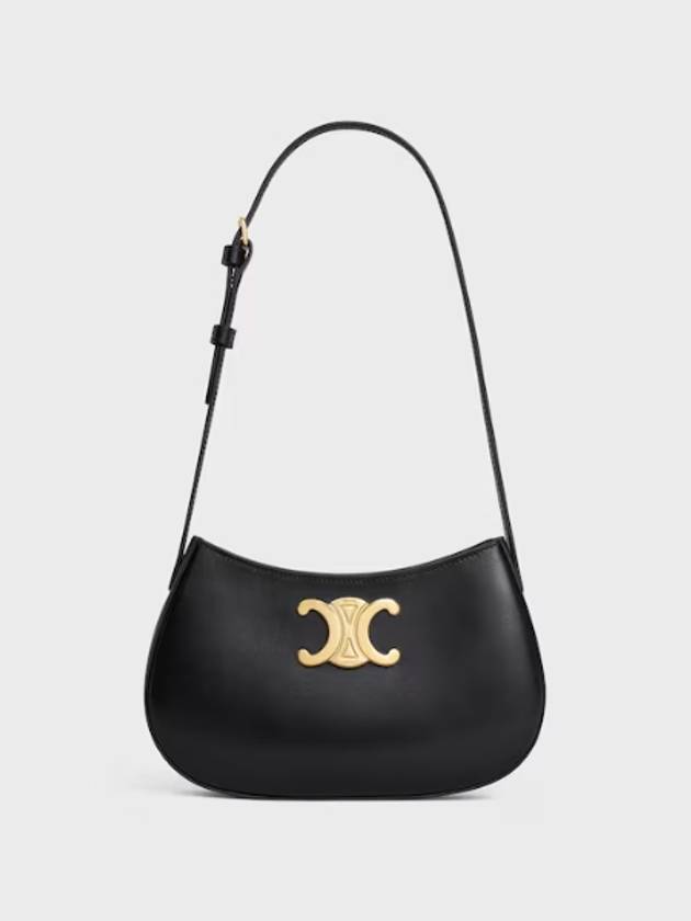 CELINE Tilly Medium Shiny Calfskin Shoulder Bag Black
