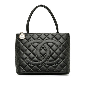 Chanel Matrases Medallion   ilver  Tooth Bag Shoulder Bag Black Caviar S Leather  CHANEL