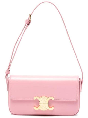 CELINE Claude Shiny Calfskin Shoulder Bag Pink