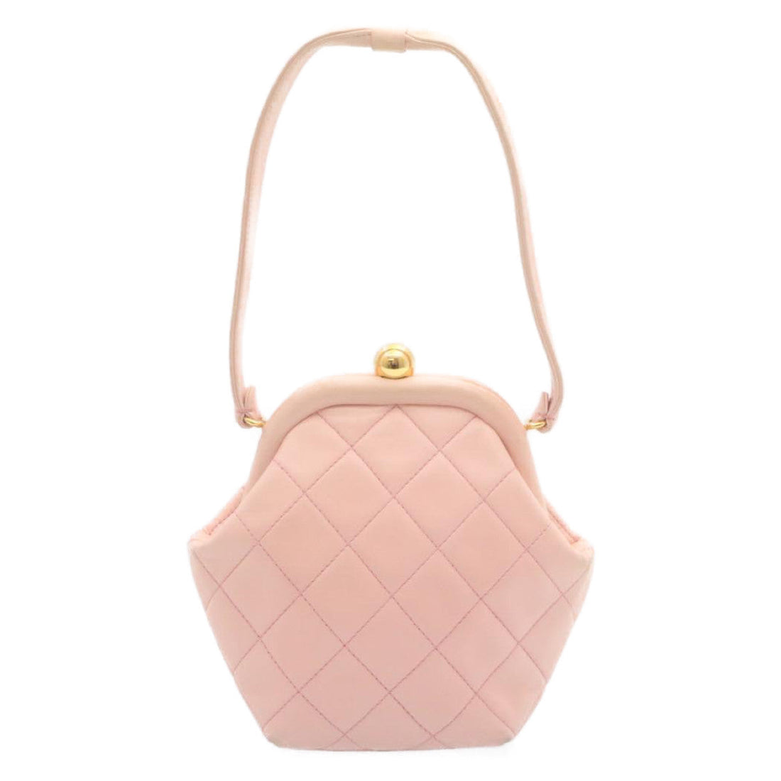 Top Quality Chanel Matelasse Hand Bag Lamb Skin Pink CC Auth 29107A