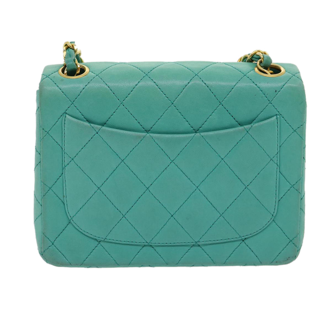 Top Quality Chanel Mini Matelasse New Chain Shoulder Bag Lamb Skin Light Blue Auth 29527A