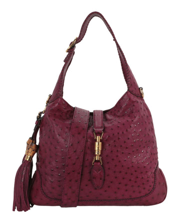 Gucci Womens Medium New Jackie Ostrich Shoulder Bag