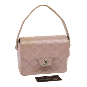 Top Quality Chanel Matelasse Hand Bag Silk Satin Pink CC Auth 29999A