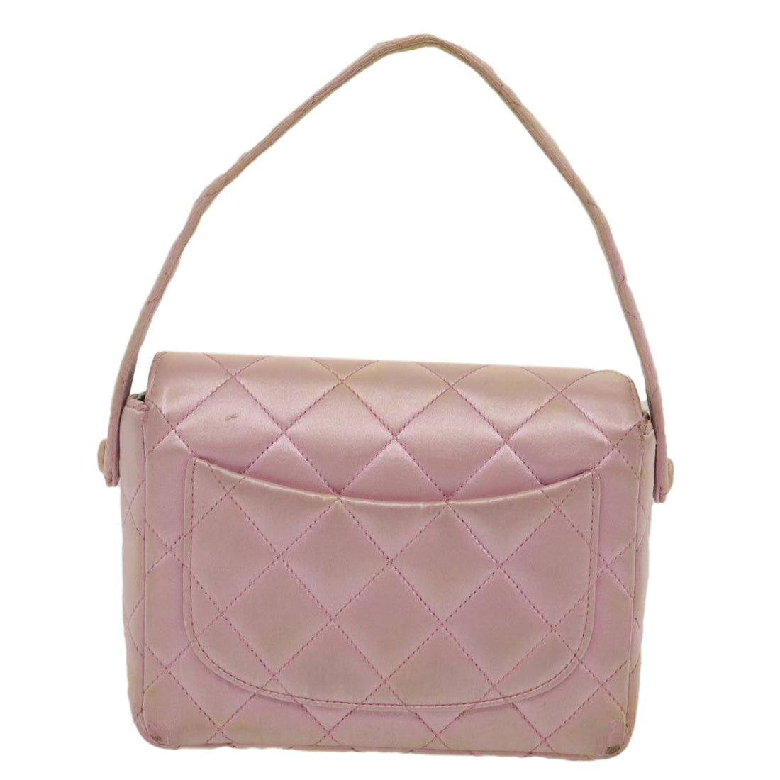 Top Quality Chanel Matelasse Hand Bag Silk Satin Pink CC Auth 29999A