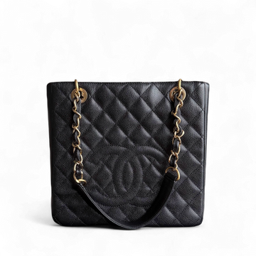 Chanel PST Petite Shopping Tote - Caviar Quilted Grained Calfskin Black Gold Hardware Series 15