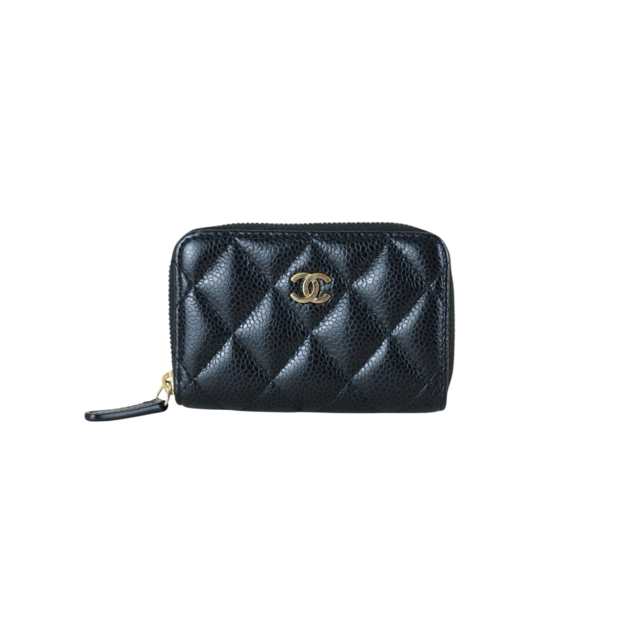 Very Good ( Rank A) ?CHANEL Caviar Skin Calf Leather Coin Purse Black Made In 2017~2018 Year?X25060310