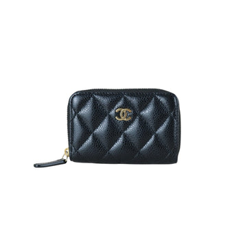 Very Good ( Rank A) ?CHANEL Caviar Skin Calf Leather Coin Purse Black Made In 2017~2018 Year?X25060310