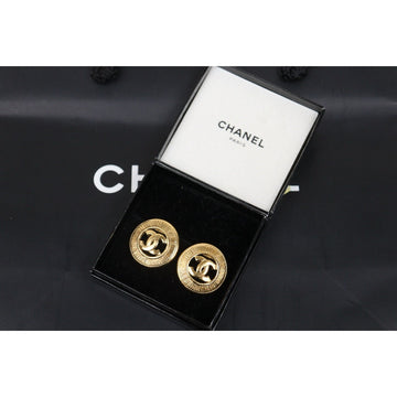 Very Good ( Rank A) ?CHANEL Coco Mark Gold 24 Plated Round Earrings?25052920