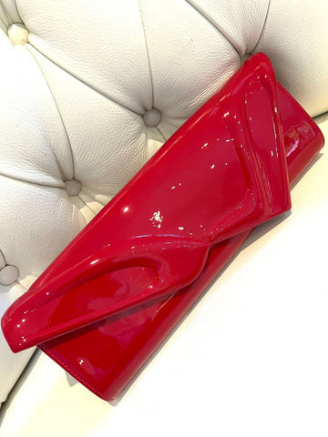 Christian Louboutin So Kate Baguette Red Patent Clutch Bag Preloved