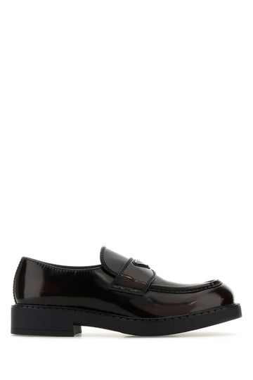 PRADA Premium Leather Chocolate Loafers for Men