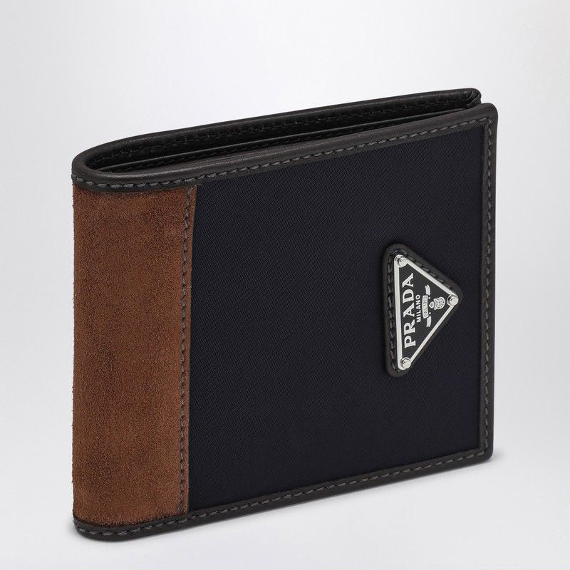 PRADA Mini Two-Tone Fabric and Suede Wallet