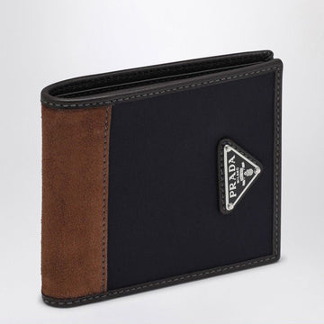 PRADA Mini Two-Tone Fabric and Suede Wallet