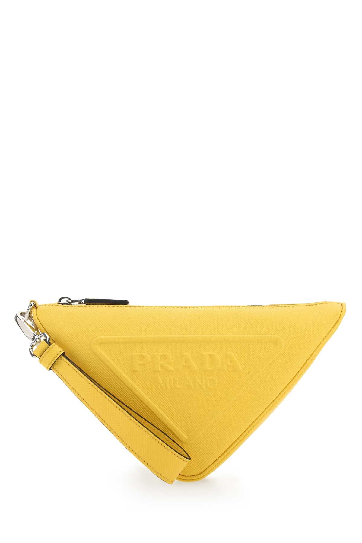 PRADA Leather Triangle Clutch Handbag for Men
