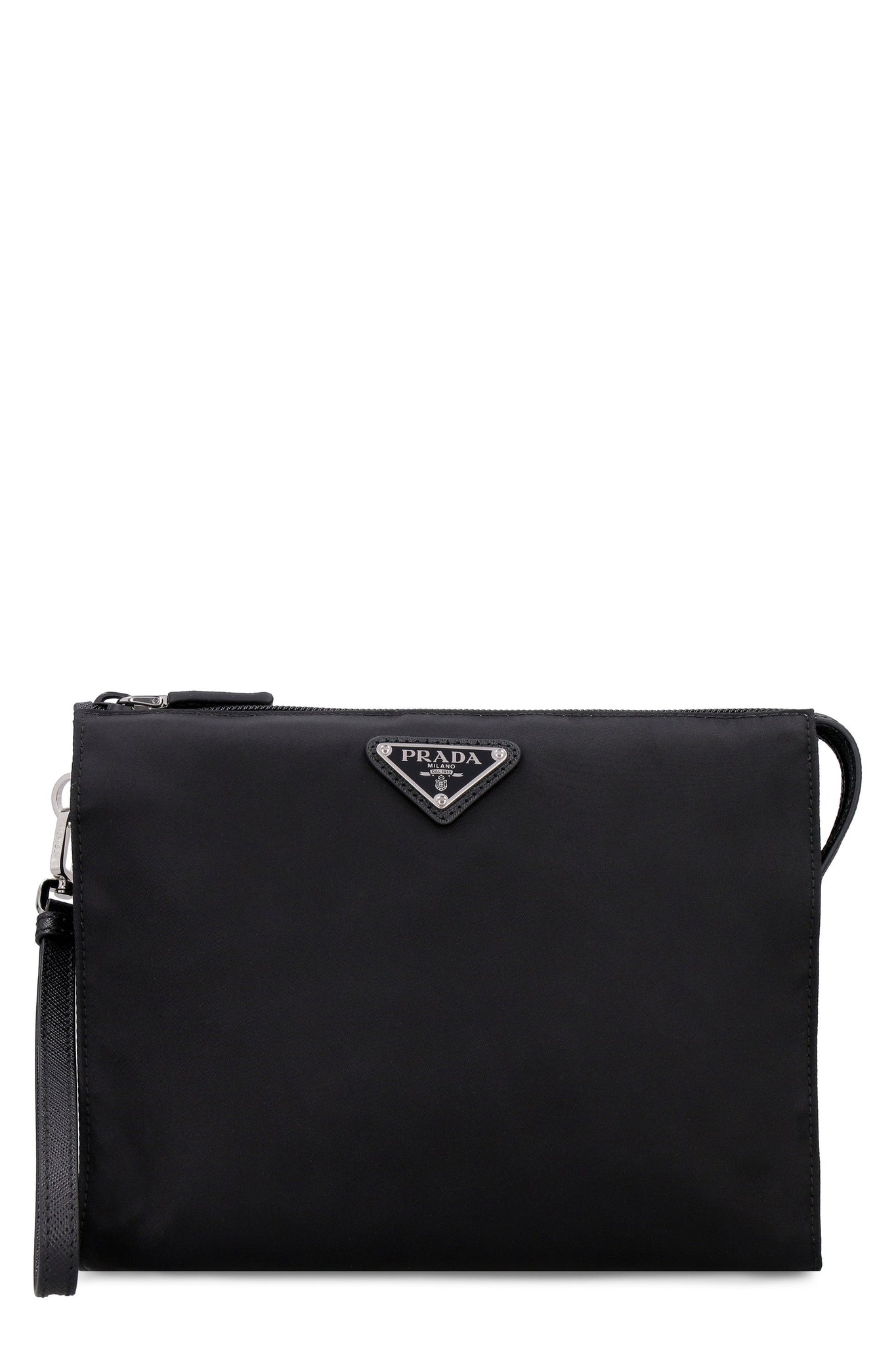 PRADA Mini Pouch Handbag in Re-Nylon and Saffiano Leather