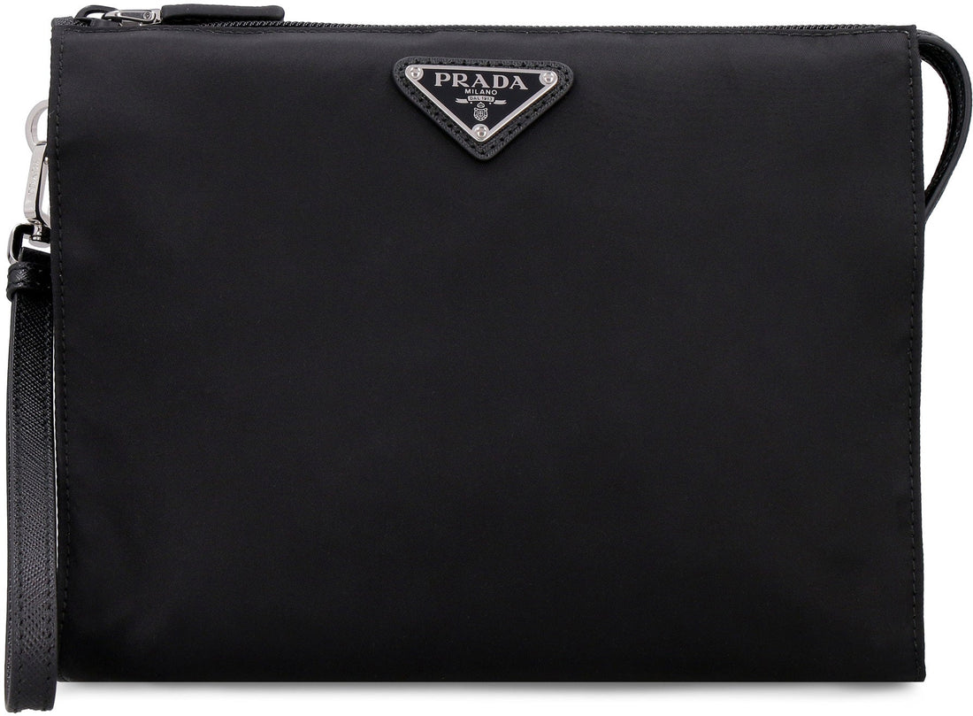 PRADA Mini Pouch Handbag in Re-Nylon and Saffiano Leather